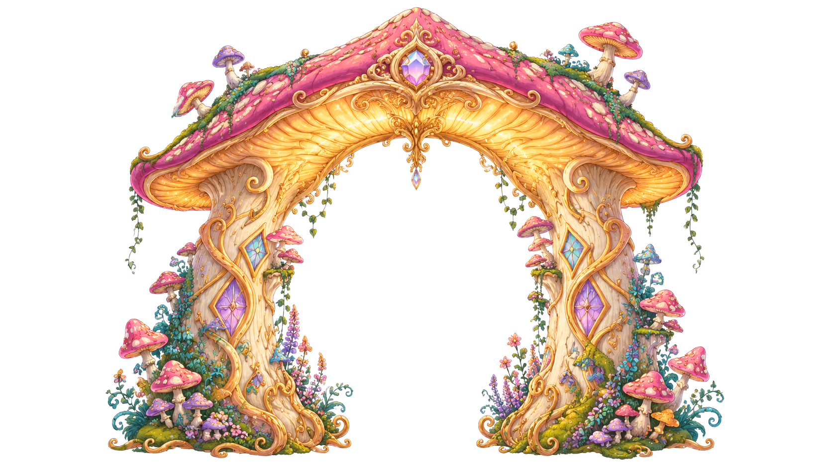 Gold flower archway portal from the Hero Church art library