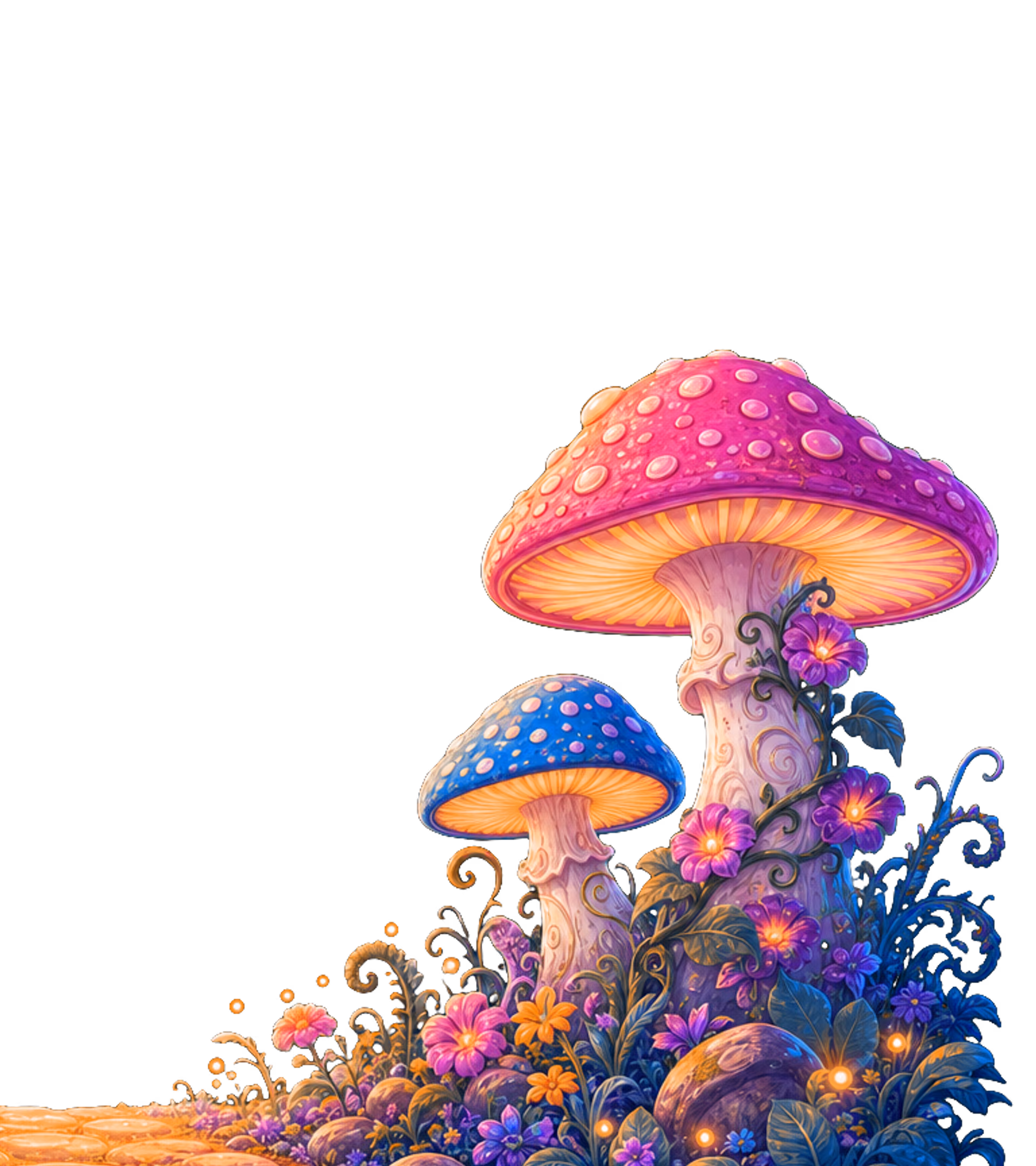 Foreground glowing mushrooms, right